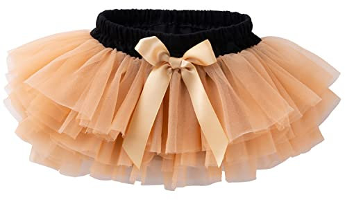 Alunsito Jupe Tutu pour bébé fille princesse en Tulle doux et moelleux pour fête d'anniversaire jupon avec couvre-couches L doré 6-12 mois