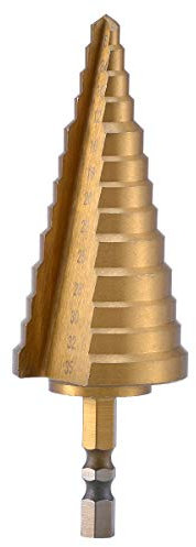 YyDDs Rillen-Stufenbohrer [6–35 mm], Schnellarbeitsstahl, titanbeschichtet, Sechskantschaft, HSS-Lochschneider-Werkzeug-Set für Heimwerker, Kunststoff, Holz, Metall, Aluminium, Kupfer (Gold)