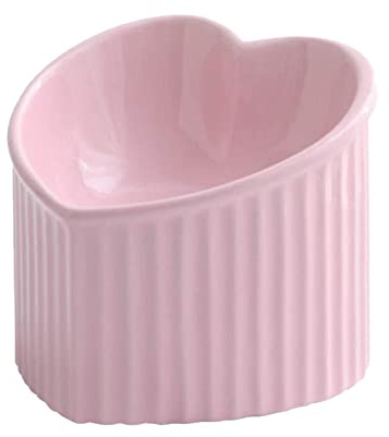 Sharplace Futternapf Katze, Abgeschrägter, erhöhter Katzennapf aus Keramik, Glatte Oberfläche, Herzform, abgeschrägter, Flacher Katzennapf für Katzen, Kätzchen, kleine Hunde, ROSA