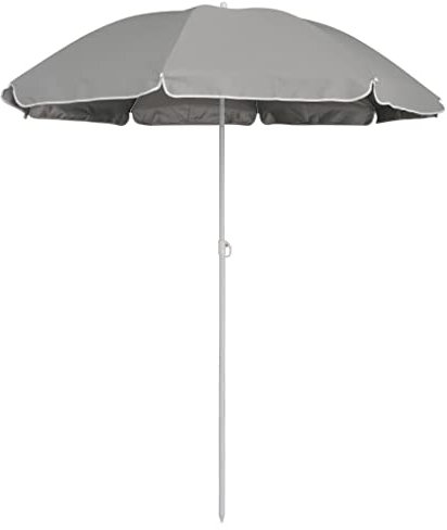 Decorspace Strandschirm mit Fiberglasstangen Aluminiumstange schwenkbar mit Erdbohrer, grau, Ø 240 cm