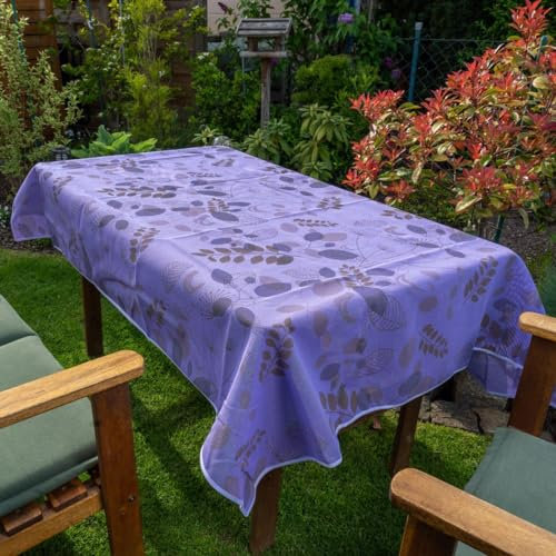 laro Gartentischdecke Wetterfest rutschfest Eckig, Muster:Blätter Lila, Größe:130x160 Premium