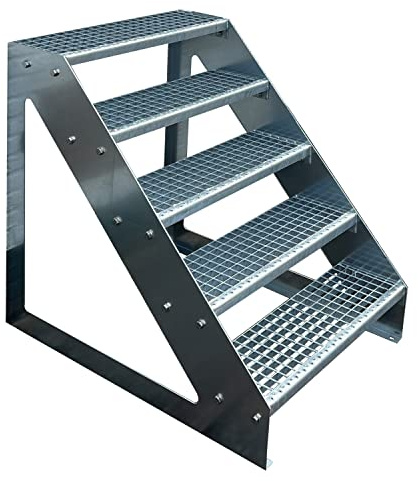 Kaminbau Mierzwa Premium trappa fristående, 5 trappsteg (bredd 1 000 mm) (höjd 95 cm), väderbeständigt rutnät, trädgårdstrappa
