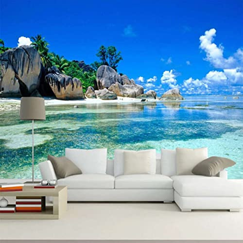 Tapete Moderne Fototapete Größe Blue Sky Ocean Sea Beach Non-Woven für TV Sofa Backdrop Home Wohnzimmer Tapeten 3D Wandtapete Wand Dekoration Wandbilder Schlafzimmer 300x210cm Cainahui2095