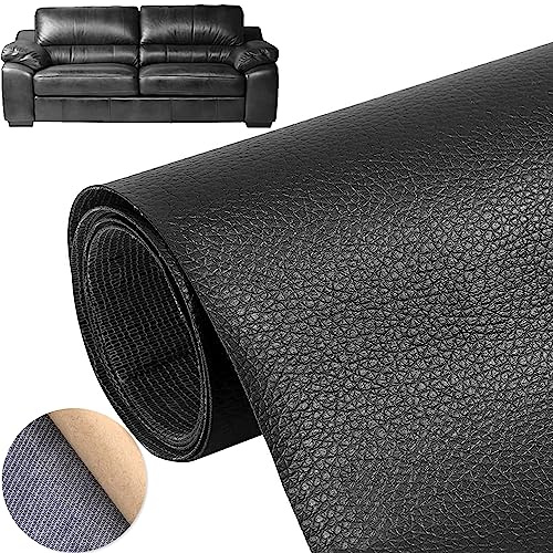 Selbstklebend Leder Patch, Kunstleder Reparatur Patch, Lederflicken, Lederreparatur Patch Kits für Sofas, Möbel, Autositze, 50 x 137 cm, Schwarz, PU-Leder