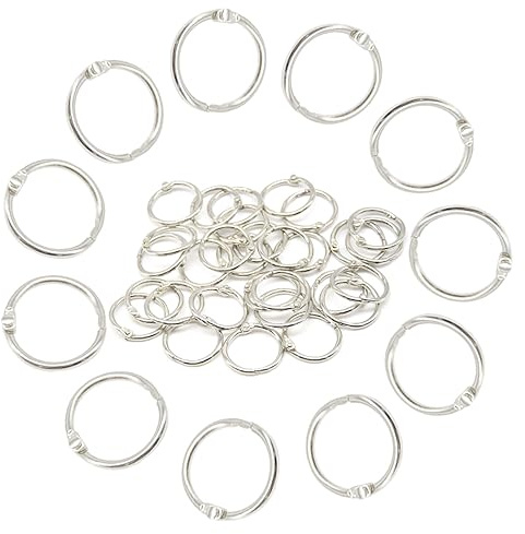 Hocansen 30 PCS Binder Rings 20mm Loose Leaf Binder Rings Index Card Rings Small Book Rings Metal Round Binding Rings for Flashcard,Paper,Key (20mm/YH)