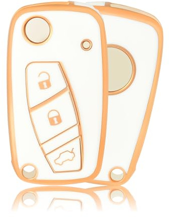 OFFCURVE Etui a Cle Voiture Coque Clé, Étui à Clés Couvre Clef Cache Clef Apte à Fiat Grande Punto Evo Panda Bravo Ducato Doblo Qubo Lancia Ypsilon Lybra Delta Musa Peugeot Boxer Citroen Relay Nemo