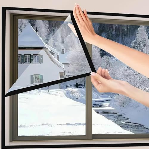Kit de aislamiento de ventana, película aislante de ventana EVA para invierno, cubierta de ventana transparente resistente al desgarro con cinta de doble cara, 90x165cm