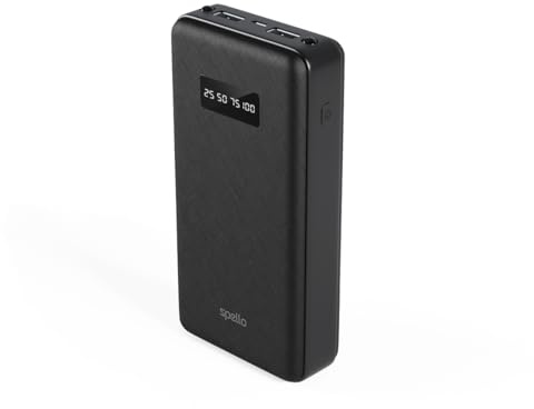 Spello Black Power Bank, Multifunctional Power Bank 15 000mAh, LED Display, For Travel, USB-C port, USB-A port, Charging Power Bank, High Capacity, Black