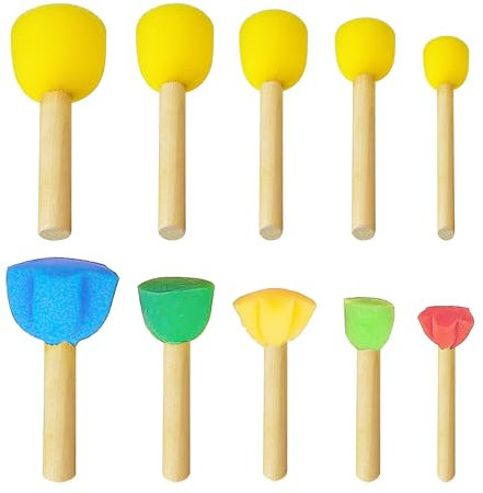 DUINIU 10 Pieces Sponge Brush Painting Set, Creative Roller Brush, Children's Painting Graffiti, Roller Sponge Brush, Sponge Painting Tool, Graffiti Brush