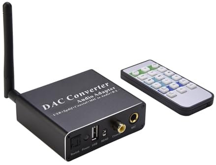 Ristyur Convertitore Audio da analogico a Digitale, Ricevitore Ottico da 192 kHz con Antenna, Uscita Audio da 3,5 mm, Ricevitore da 5,0 Amp Lettore U-Disk convertitore per TV, Telefono, Tablet