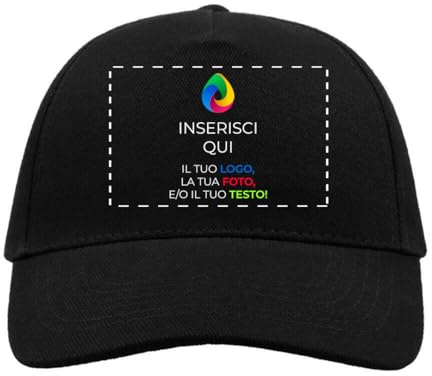 Teetaly Cappellino Personalizzato con Logo - Cappellino Personalizzato Ricamato o Stampato, Berretto Personalizzabile con Testo o Design, Idea Regalo Uomo Donna