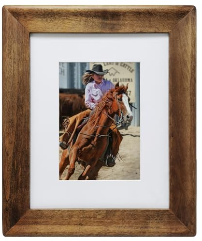 Eosglac 8x10 Picture Frames,Brown Rustic Wood Frame Made of Solid Wood, Picture Frame Display Photos 10x8 inch Without Mat or 5x7 with Mat for Table Top Display and Wall Mounting