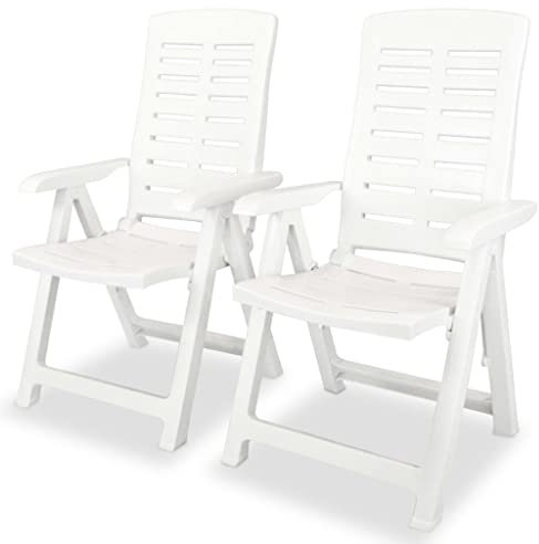 AJSEOYBS Gartenmöbel,Terrassenstühle,Atmungsaktive Gartenmöbel,Verstellbare Gartenstühle 2 STK. Kunststoff Weiß,Comfy Lounge Chair, Outdoor Möbelfür Rasen, Garten, Balkon im Freien usw