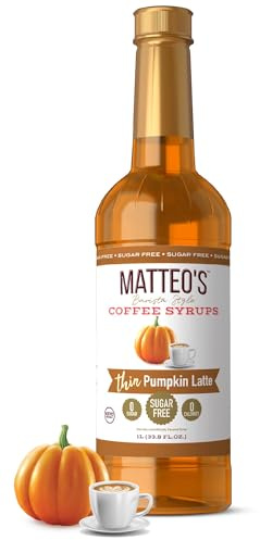 Matteo's Jarabe de calabaza con leche para café, postres y lattes, 33.8 onzas, 1 paquete