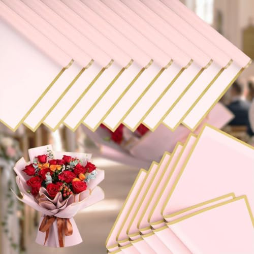 FRTAOOP 58x58cm Wasserdichtes Blumenpapier für Schnittblumenstrauß | Schützt vor Kleidung durch Wasser von Blumen - Keine peinlichen Momente bei Hochzeiten & Abschlussfeiern - 20er-Set Rosa
