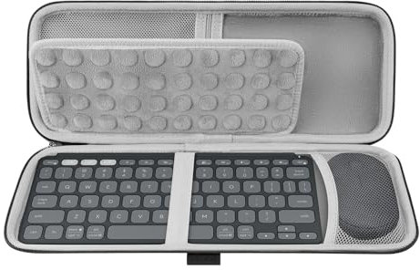 Geekria Keyboard Carrying Case, Compatible with Logitech Keys-to-GO 2 Keyboard and M350s Mouse Combo Case, Hard Shell Protective Travel Bag (Dark Grey)
