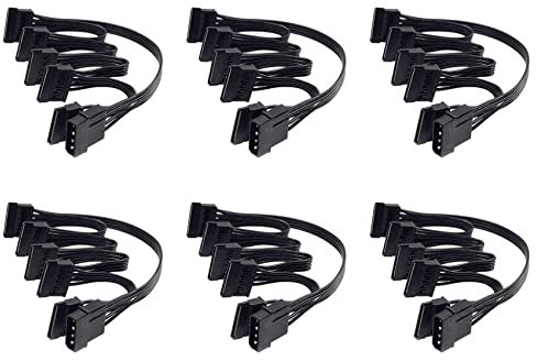 Uikdjgu 6X IDE de 4 Una Cable de Fuente de Alimentación de 5 Puertos de 4 Una Puerto MúLtiple Cable de Alimentación de Cable 18AWG para Disco Duro HDD SSD PC
