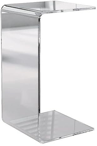 CZAOERXB Acryl-Beistelltisch, nordischer, durchsichtiger C-förmiger Endtisch, Leichter, luxuriöser, minimalistischer, rechteckiger Eck-Snacktisch für kleine Wohnzimmerräume, 30 x 30 x 65 cm