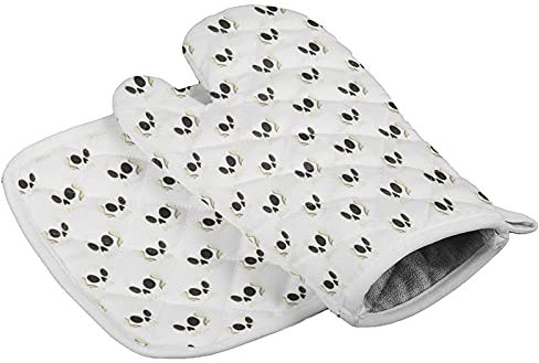 Ofenhandschuhe Happy Halloween Totenkopf Druck Weiß Kochhandschuhe Hitzeresistente Grillhandschuhe Anti-Rutsch Topfhandschuhe Für Grillen Kochen Barbecue