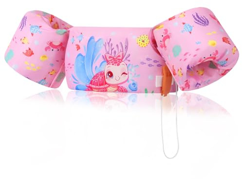 MoKo Swim Arm Band for Kids 20-30-40-50lbs, Clearance Toddler Swim Vest Cute Cartoon Swimming Wings Pool Floats Sleeve Children Water Sports Learning Swim Training Equipment, Pink Turtle