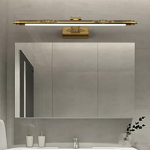 LED Badezimmer Spiegel Wandlampe 180° Drehbare Verstellbare Wandleuchte Bilderleuchte Gold Antik Indoor Wandbeleuchtung Bad Retro für Schlafzimmer Bilderleuchte Spiegellampen (Weißes Licht,90cm)