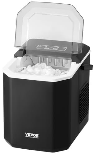 VEVOR Máquina para Hacer Hielo de Encimera, 9 Cubitos Listos en 6 Minutos, con Pala y Canasta para Hielo, con 2 Tamaños de Balas de Hielo para el Hogar, la Cocina, la Oficina, 222 x 294 x 290 mm