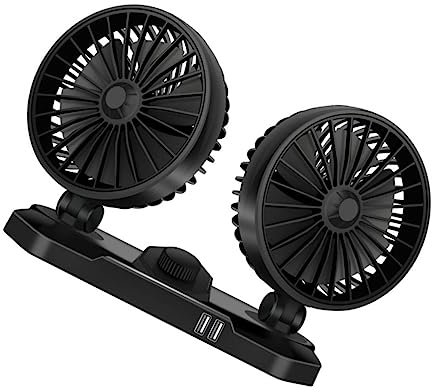 Artibetter 2piezas Mini Ventilador Eléctrico Usb Doble Cabeza Ajustable Para Vehículos Silencioso y Rotatorio Para Coche Suv y