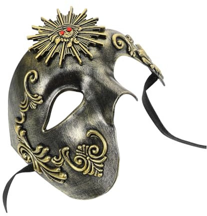 Demi-masque D'halloween Steampunk Abs, Demi-visage Or, Adultes Homme
