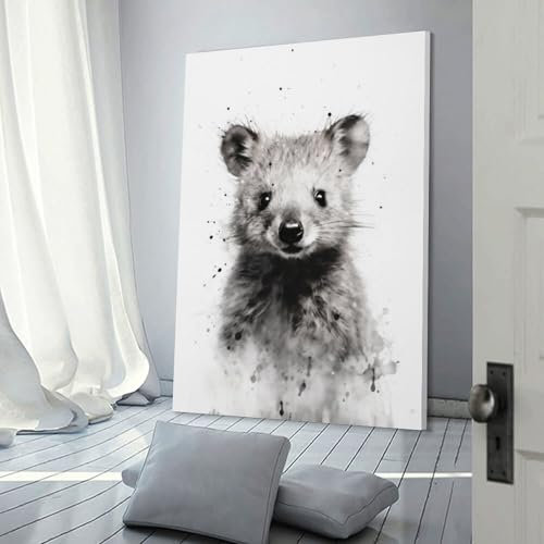 Quokka Ink Art Leinwandbild, dekorative Gemälde, Wandgemälde, Poster, Drucke auf Leinwand, für Wohnzimmer, Schlafzimmer, Esszimmer, Flur, 20 x 30 cm