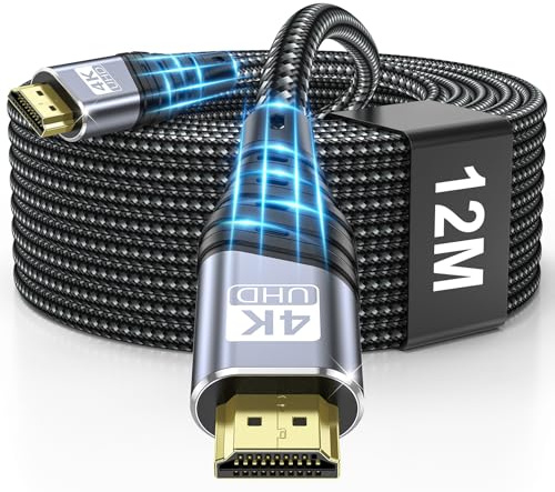TEFLOTY Cable HDMI 2.0 12M, 4K Cable HDMI de Alta Velocidad Ultra HD 18Gbps 4K@60Hz 2160P eARC HDCP 2.2DTS:X Compatible con HDTV, PS5/4/3, Xbox Series X/S, Monitor