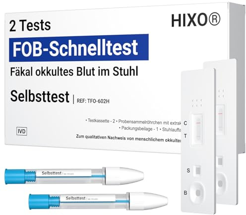 2x Darmkrebs Selbsttest – Stuhltest auf okkultes Blut (FOB-Test) – Früherkennung für Darmgesundheit & Magen-Darm-Probleme – Ergebnis in 5 Minuten – Zuhause durchführbar