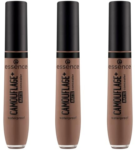 essence CAMOUFLAGE+ MATTE concealer, Nr. 200, Nude, langanhaltend, mattierend, abdeckend, matt, vegan, ölfrei, ohne Parabene, ohne Mikroplastikpartikel, 3er Pack (3x8ml)