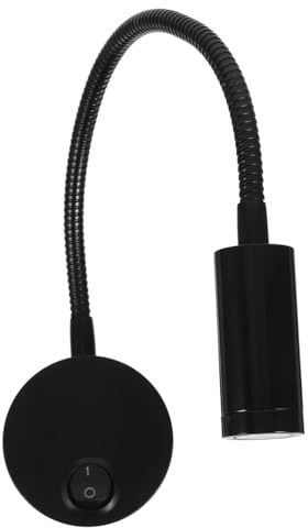 MAJORMENCH Lámpara De Pared Led De Cuello De Cisne 3w, Luz Mesita De Noche Cilíndrica Negra, Aluminio Resistente, Flexible y Enchufable, Adecuado Para Dormitorio y Sala, Paquete De 2 Unidades