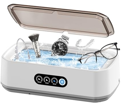 Sonhomay Ultrasonic Jewellery Cleaner,650ml 49KHz Professional Sonic Cleaner Machine with 3 Timer Setting One-Touch Operation for Coins Rings Glasses Jewelry Necklace