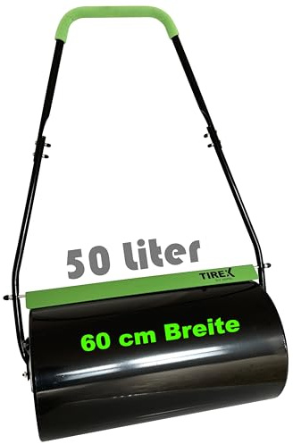 TIREX by xonic® Rasenwalze, Gartenwalze aus Metall, Befüllbar bis 50L, Handwalze für Garten und Rasen (Grün)