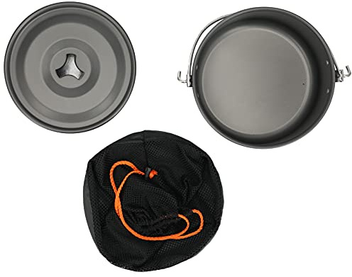 ZLXCAOB Olla para acampar al aire libre, olla colgante portátil de aleación de aluminio con tapa, bolsa de almacenamiento para 6 a 8 personas