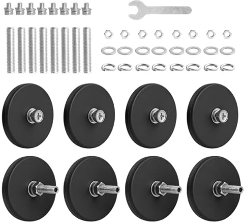 8 Stück Neodym Magnete Gummiert,43mm Magnete mit Gewinde, mit M5 Schrauben und Muttern, 12kg Haftkraft,für Fahrzeuge, Lampen, Instrumente und Geräte, Befestigen Von Werkzeuge