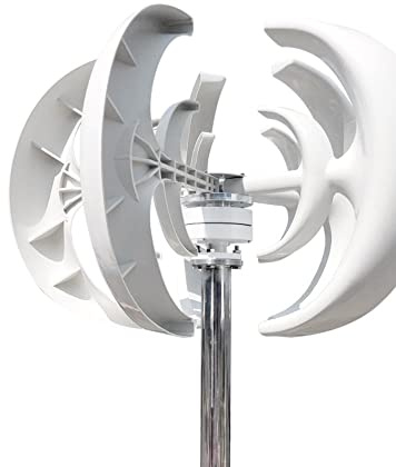Aerogenerador Eolico Turbina de viento Vertical de 1000W, 12v, 24V, generador de viento de eje Vertical, pequeño molino de viento, energía libre con controlador de carga MPPT(Bianco,Turbine Only,24V)