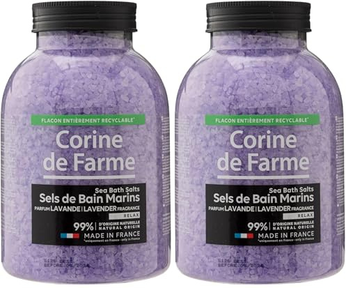 Corine de Farme Sels de Bain Relax Lavande - Détente et Bien-être Naturel - Formule Apaisante aux Huiles Essentielles - Bain Aromatique pour Relaxation et Sérénité (Lot de 2)