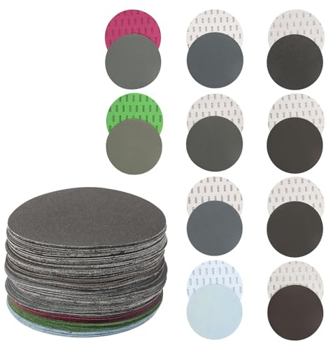 100 Pcs 6 Inch Sanding Disc 100 240 320 400 600 800 1000 2000 3000 5000 Grit Wet Dry Hook and Loop Sandpaper for Random Orbital Sander for Car Metal Mirror Jewelry Polishing