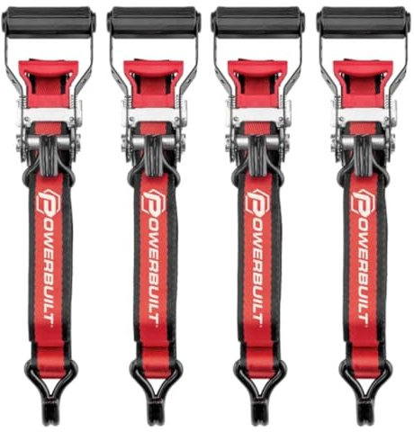 Heavy-Duty Cargo Ratchet Straps – Power Build Secure Load Tie-Down Set (4-Pack, 16 ft.)