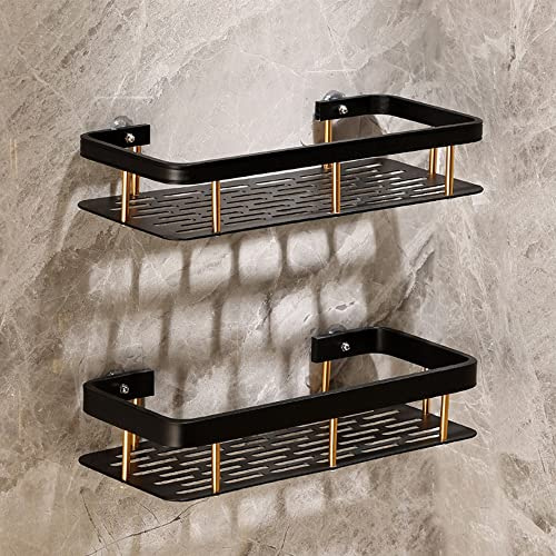 LUUYYI Multifunctional Corner Shower Caddy Aluminum Bathroom Shelf Washstand Storage Shelf Wall Mounted Kitchen Shelves Holder Draining Rack Organizer Floating Shelves/Three-Layer (Double)
