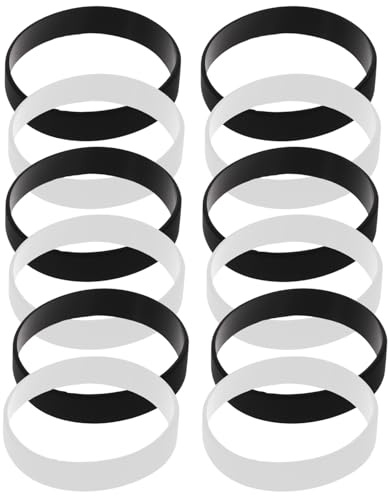 JOINPAYA 24pcs Stretch Silicone Wristbands Set 202x12x2mm, Comfortable Unisex Black White Bracelets for Sports, Events, and Everyday Wear