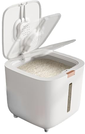 Barile Per Cereali A Tenuta Stagna - Capacità 5 Kg 10 Kg, Secchio Per Riso Ermetico | Design Con Apertura Automatica Del Coperchio, Contenitore Per Farina Trasparente, Contenitore Per Crocchette Per C