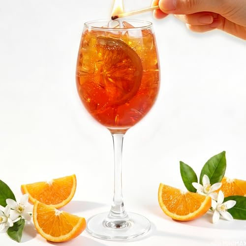 EcoUtens Duftkerze im Glas – Aperitif Stil Cocktail Kerze Orange Zitrus Duft, Gelwachs Kerze im Weinglas mit Orangenscheibe, Deko Kerze für Zuhause Büro Party, Geschenk für Frauen & Cocktail Liebhaber