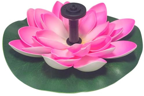 Fontaine Solaire Flottante en Plastique, Forme Lotus Verte, 7V 2.5W | Circulation D’Eau Automatique, Oxygénation du Bassin, Jet 100cm, Débit 180 L/H, pour Jardin et Aquarium