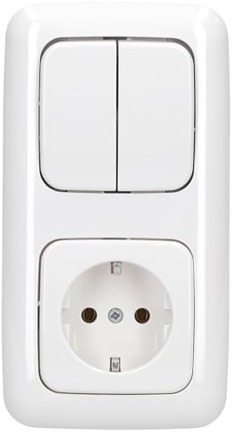 Busch-Jaeger Reflex SI Komplett-Set Steckdose & Serienschalter Alpinweiß | 1x 20 EUC-214 Steckdose + 1x 2000/5 US Serienschalter +1x 2512-214 Rahmen + 1x 2505-214 Serienwippe