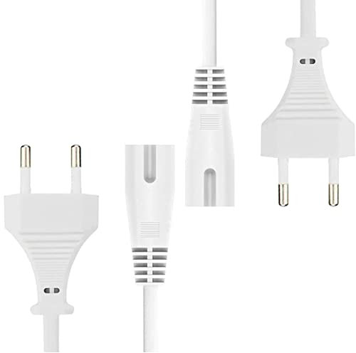 DTK Cavo di Alimentazione Euro,2 Meters,CEE 7/16 Schuko-IEC C7 Figure 8,2 pin spina power cable per Radio,proiettore,monitor PC,TV,computer,Stampante,Scanner,Bianco,2 pacchi