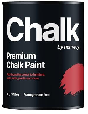 Chalk Paint Pomegranate Red Furniture Paint 1L, Matt Finish Shabby Chic, Chalk Furniture & Walls, Quick Dry & 1 Coat, Hemway
