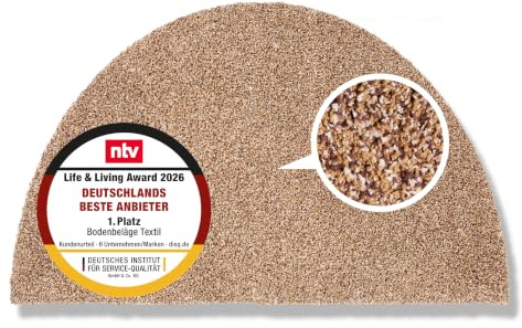 Rutschfeste Schmutzfangmatte innen waschbar - Beige 50 x 80 cm (Halbkreis) | Saugfähige Sauberlaufmatte Innenbereich Entra SAUGSTARK pflegeleicht Sauberlaufmatte 100% Baumwolle Türmatte robust Fußmatte